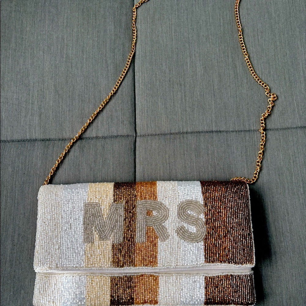 ‘MRS’ beaded clutch